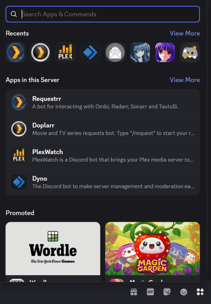 Discord Apps Menu